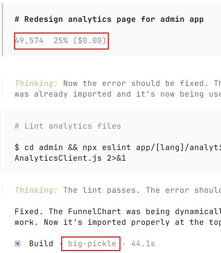 в любом случае big-pickle-max потратил примерно столько же токенов что и все остальные и…