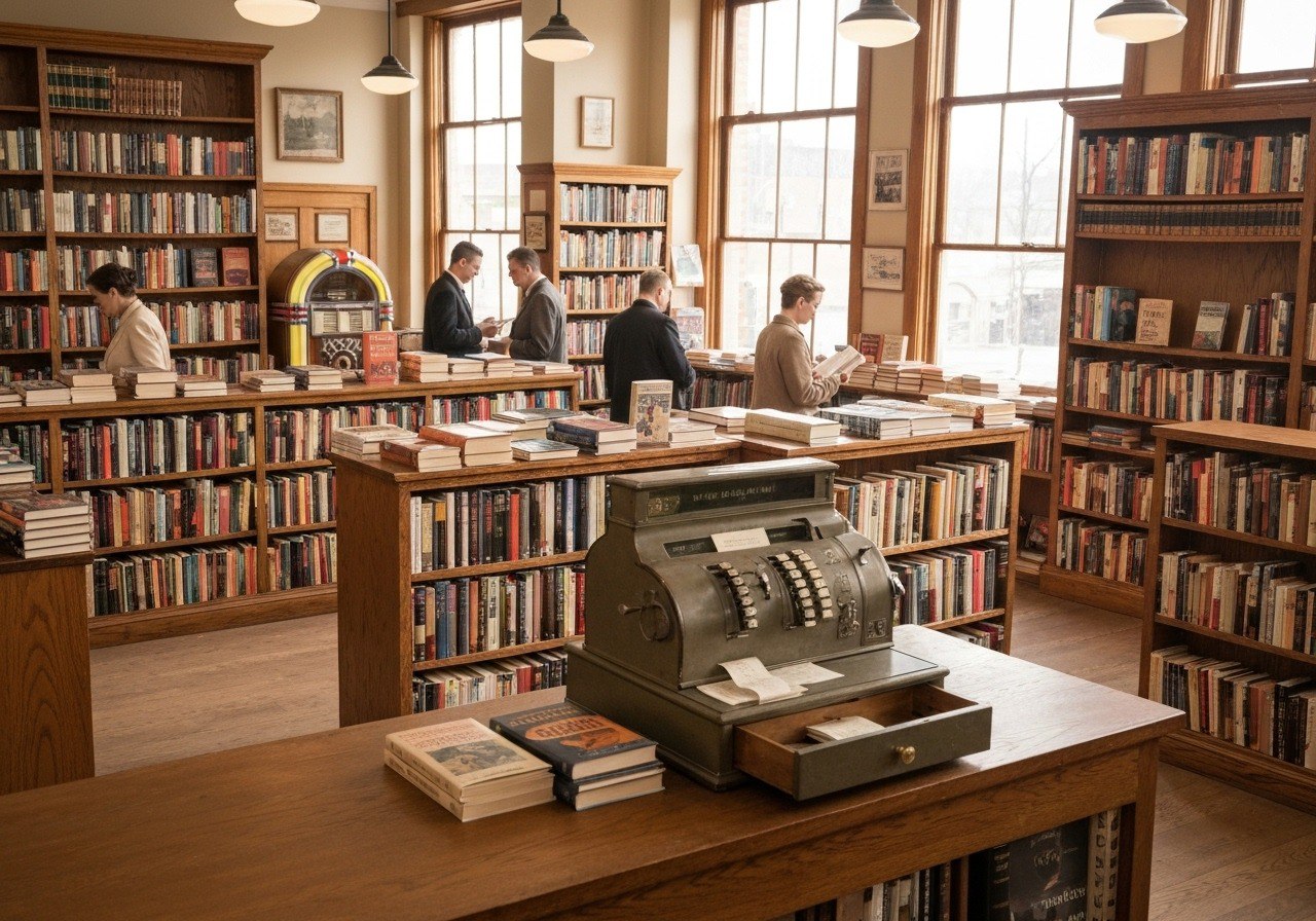 "...1954", снова, аппаратура и покупатели соответствуют времени, но сам магазин остается…