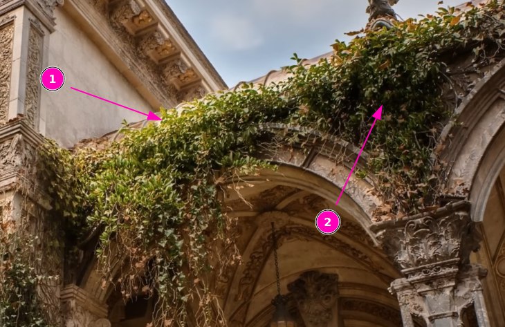 вот видишь как буквально "светится" там куда 1 показывает и как наоборот в тени выглядит 2